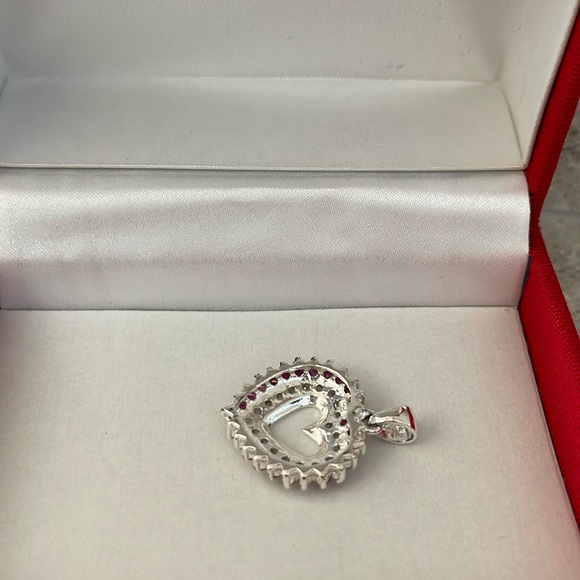 Genuine Ruby/CZ Heart Slider Pendant - Picture 9 of 11